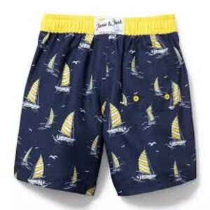 Janie and Jack Navy and‎ Yellow Sailboat Swim Trunks